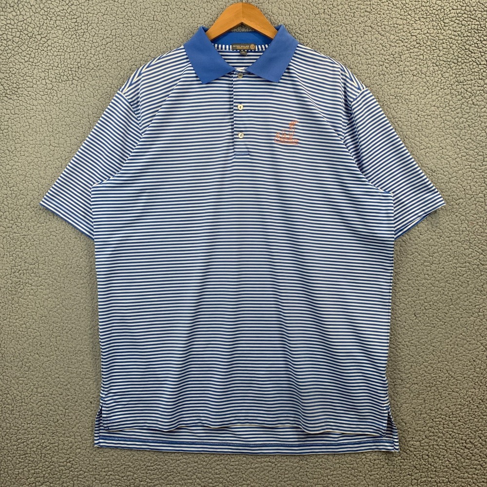 Peter Millar Summer Comfort Polo Mens XL The Sanctuary Golf Club Blue Stripe